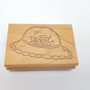 Ann-ticipations Hat With Flower Mounted Rubber Stamp New